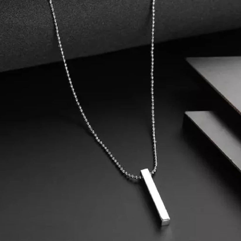 Plain Stick Shape Locket With Chain Stainless Steel Necklace