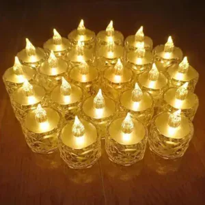 24 Pcs Flameless and Smokeless Decorative Acrylic Candles Transparent Led Tea Light Candle
